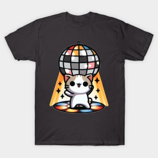 Disco Kitty: Cute Cat Under the Mirror Ball T-Shirt